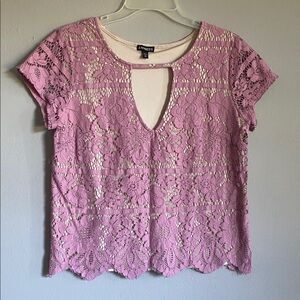 Express Mauve Lace Short Sleeve Blouse